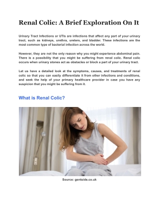 Renal Colic: A Brief Exploration