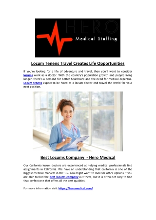 Locum Tenens Travel Creates Life Opportunities