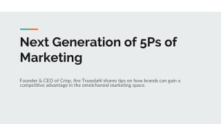Next Generation of 5Ps of Marketing