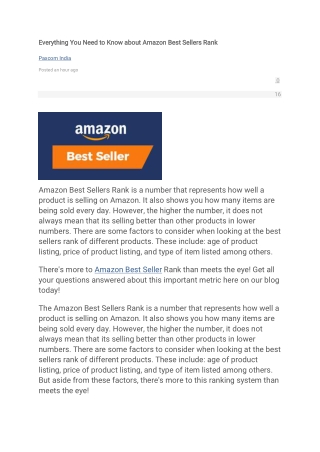 Everything You Need to Know about Amazon Best Sellers Rank