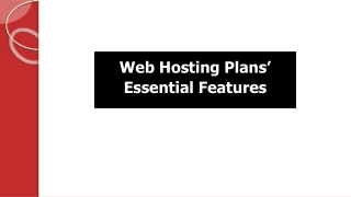 Web Hosting Plans’ Essential Features