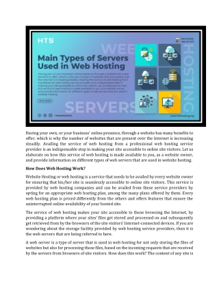 Main Types of Servers Used in Web Hosting