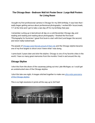 The Chicago Bean - Bedroom Wall Art Poster Decor _ Large Wall Posters for Living Room
