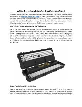 Lighting Tips to Know Before You Shoot Your Next Project