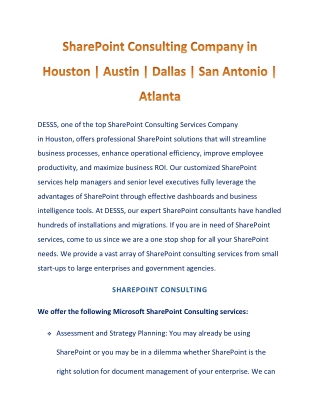 Sharepoint Consulting Company in Houston