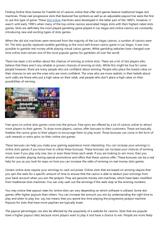 Discover more about on the web slots