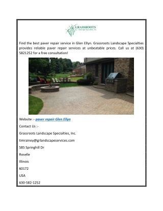 Paver Repair Glen Ellyn  Grassroots Landscape Specialties