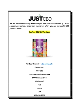 Explore CBD Oil For Sale