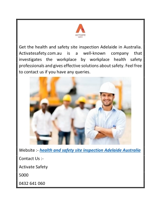Health And Safety Site Inspection Adelaide Australia  Activatesafety.com.au