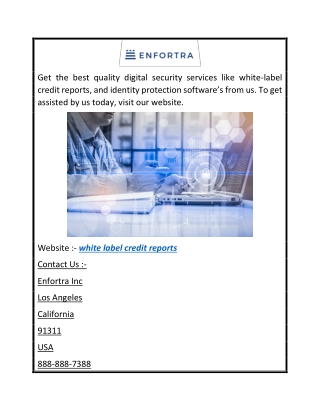 White Label Credit Reports  Enfortra.com