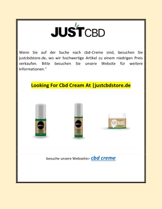 Looking For Cbd Cream At |justcbdstore.de
