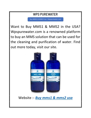 Buy MMS1 & MMS2 Usa  Wpspurewater.com