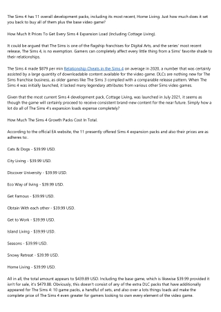 Just How Much All Sims 4 Development Packs Cost (Including Home Living).
