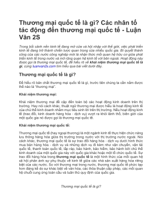 Thương mại quốc tế là gì Các nhân tố tác động đến thương mại quốc tế - Luận Văn 2S