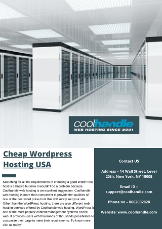 Cheap Wordpress Hosting USA