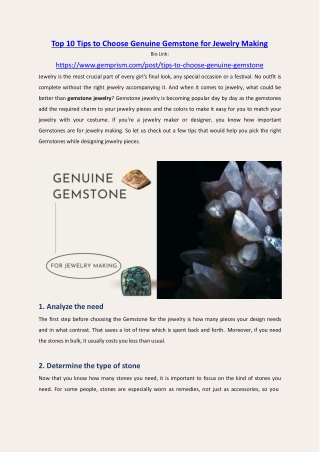 Top 10 Tips to Choose Genuine Gemstone for Jewelry Making