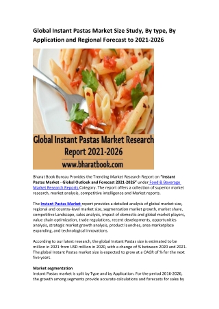 Global Instant Pastas Market Research Report 2021-2026