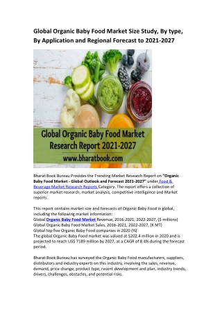 Global Organic Baby Food Market Research Report 2021-2027