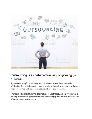 Outsourcing is a cost-effective way of growing your business