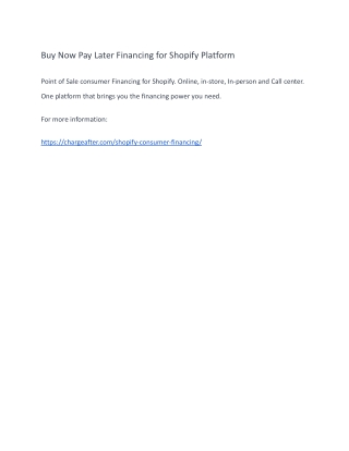 Buy Now Pay Later Financing for Shopify Platform