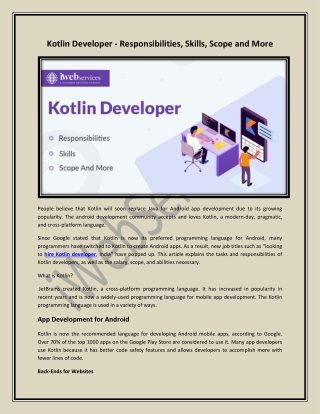 Kotlin Developer Responsibilities Skills Scope and More - iWebServices