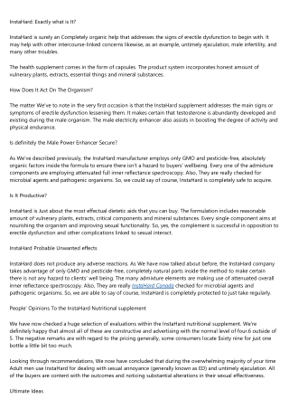 InstaHard Male Improvement Supplement: Examine Critiques, Selling price on the m