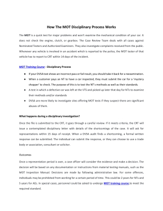 How The MOT Disciplinary Process Works