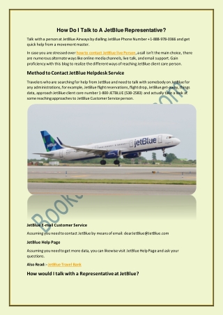 How Do I Talk To A JetBlue Representative