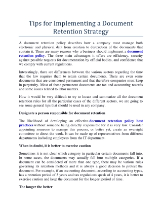 Tips for Implementing a Document Retention Strategy