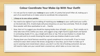 Colour Coordinate Your Make-Up With Your Outfit