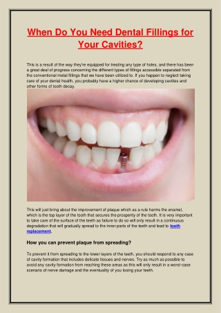 When Do You Need Dental Fillings for Your Cavities