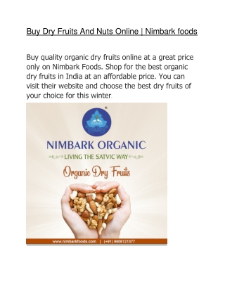 Buy Dry Fruits And Nuts Online | Nimbark foods