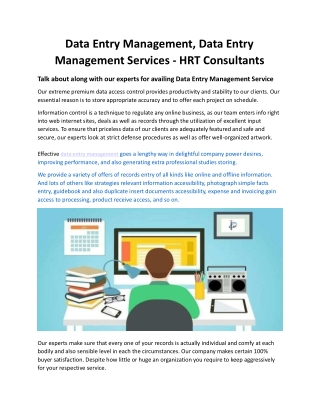 Data Entry Management