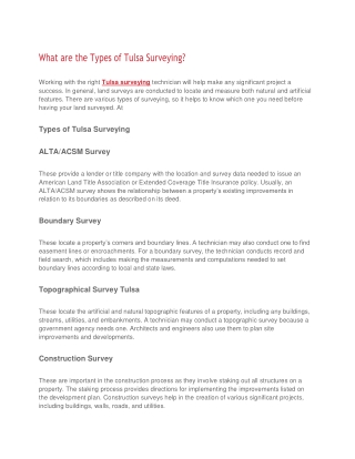 What are the Types of Tulsa Surveying