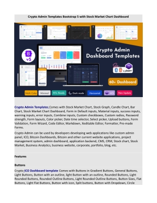Crypto Admin Templates Bootstrap 5 with Stock Market Chart Dashboard