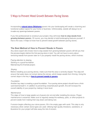 5 Ways to Prevent Weed Growth Between Paving Stones