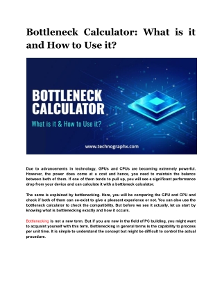 Bottleneck Calculator: What is it and How to Use it?