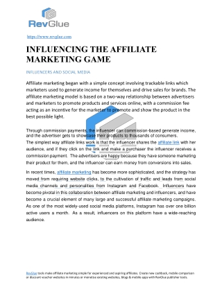 INFLUENCING THE AFFILIATE MARKETING GAME