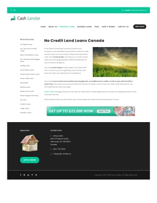 No Credit Land Loans Canada