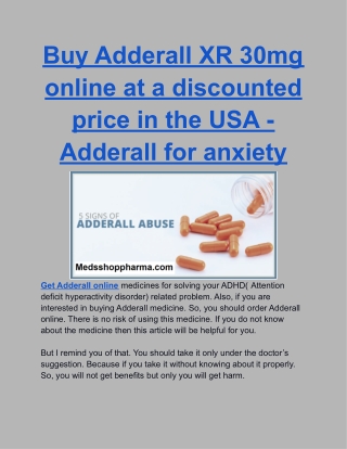 Buy Adderall XR 30mg online at a discounted price in the USA - Adderall for anxiety
