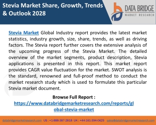 Stevia Market Size, Industry Trends Analysis, Growth, Revenue, Demand and Share