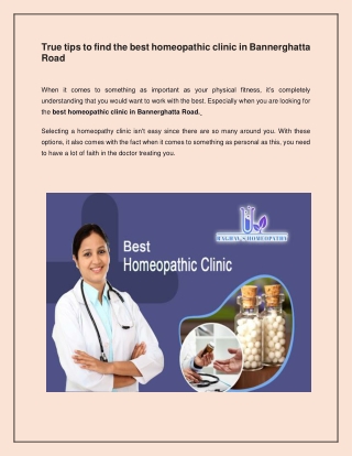 True tips to find the best homeopathic clinic in Bannerghatta Road