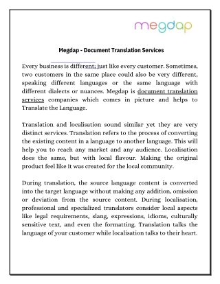 Megdap - Document Translation Services