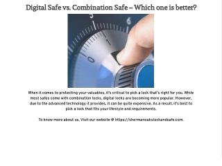 Digital Safe vs. Combination Safe – Which one is better?