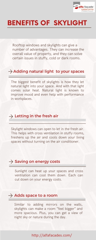 Benefits of skylight - Alfa Facade Systems Pvt. Ltd. Pune