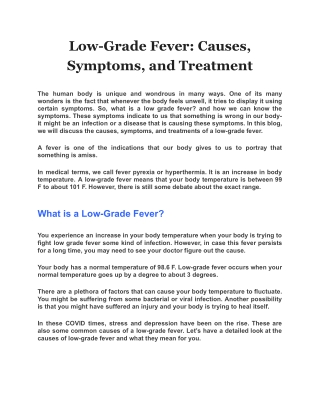 Low-Grade Fever: Causes, Symptoms, and Treatment