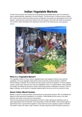 Indian Vegetable Markets