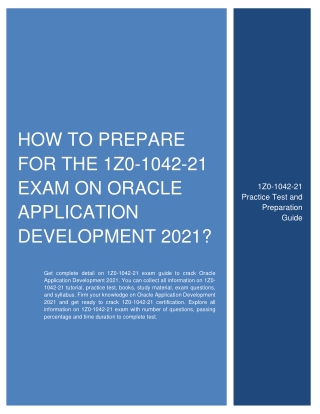 How to prepare for the 1Z0-1042-21 Exam on Oracle Application Development 2021?
