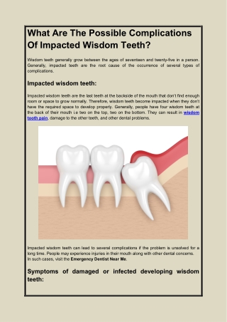 What Are The Possible Complications Of Impacted Wisdom Teeth