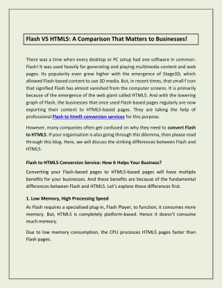Flash VS HTML5: A Comparison That Matters to Businesses!